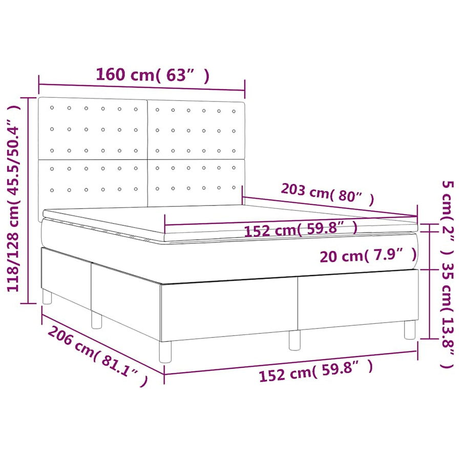 Box Spring Bed with Mattress Black 152x203 cm Queen Velvet