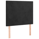 Box Spring Bed with Mattress Black 106x203 cm King Single Size Velvet - Close-Up Angle