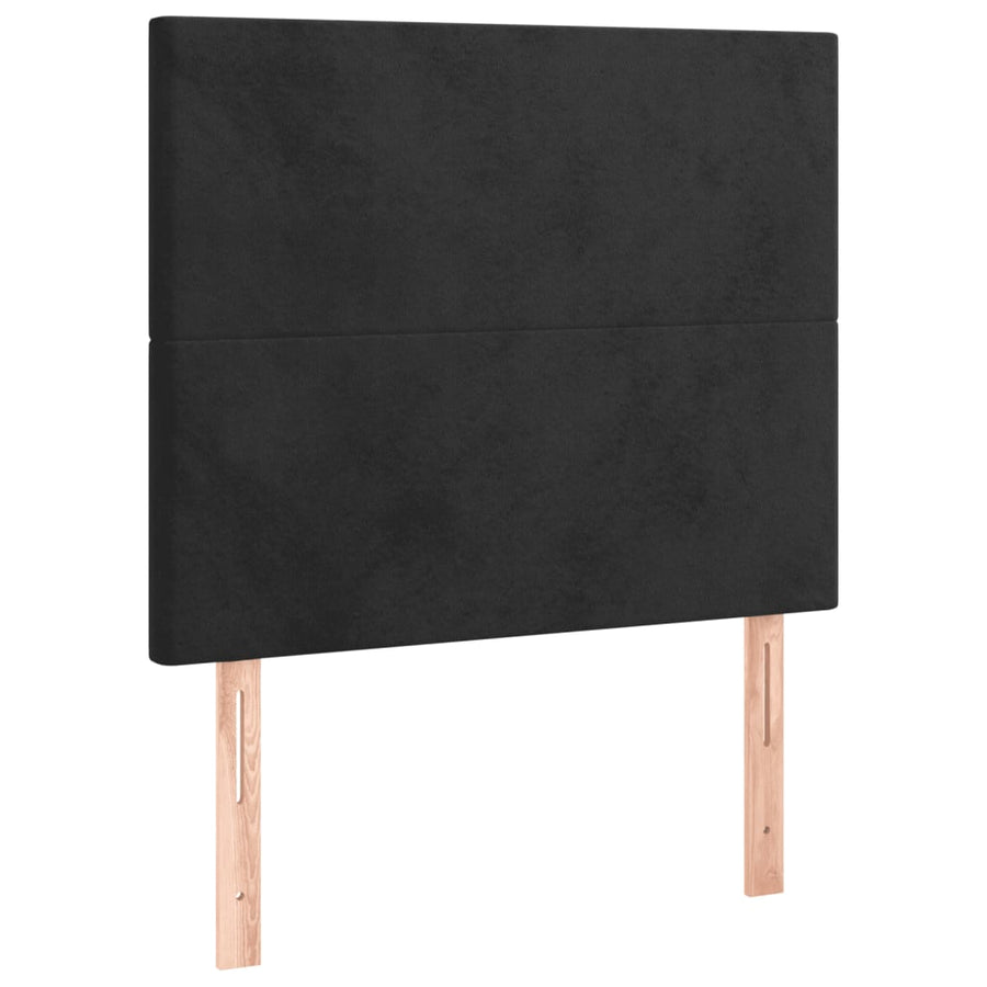 Box Spring Bed with Mattress Black 107x203 cm King Single Size Velvet