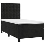 Box Spring Bed with Mattress Black 107x203 cm King Single Size Velvet