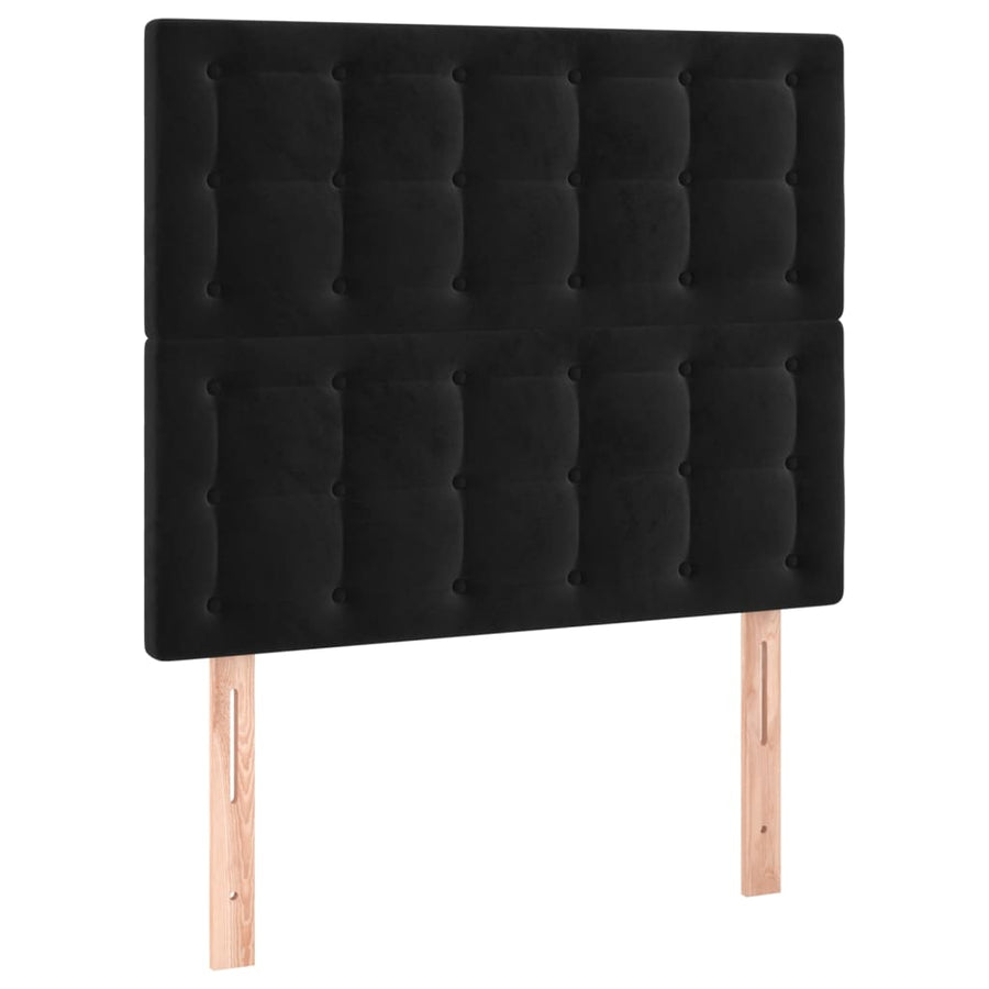 Box Spring Bed with Mattress Black 107x203 cm King Single Size Velvet