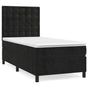 Box Spring Bed with Mattress Black 107x203 cm King Single Size Velvet