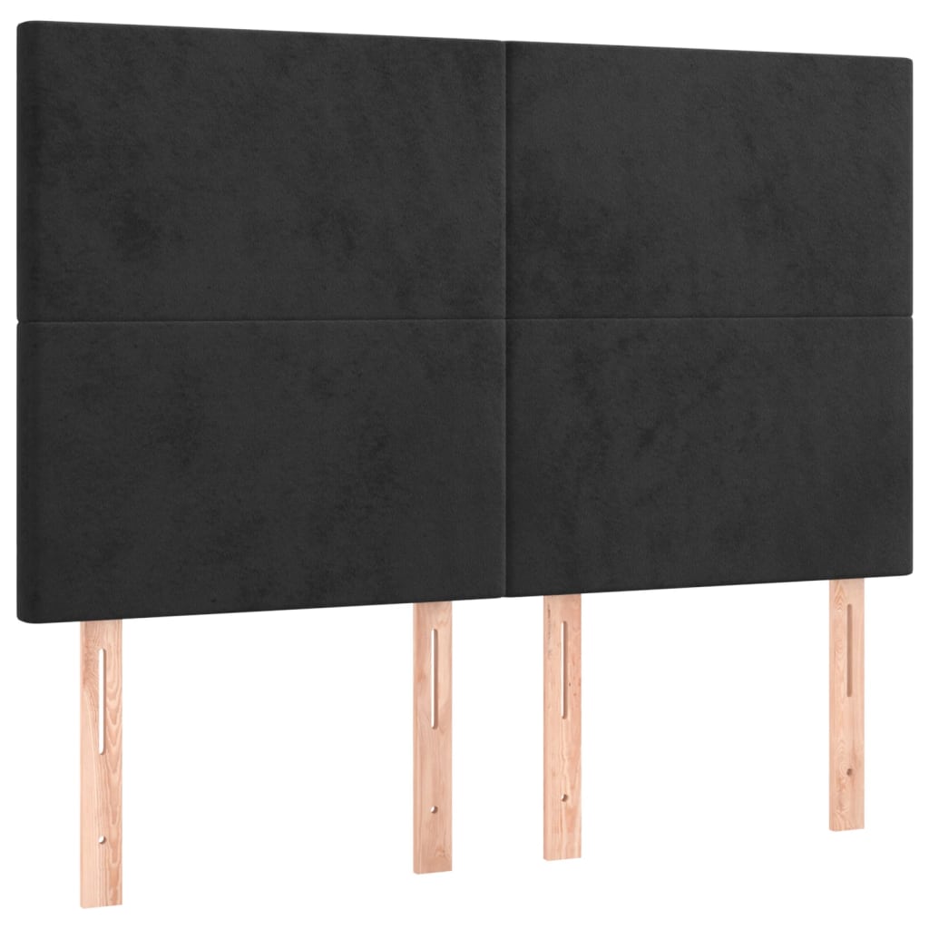 Box Spring Bed with Mattress&LED Black 137x187 cm Double Size Velvet