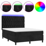 Box Spring Bed with Mattress&LED Black 137x190 cm Full Velvet