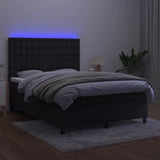Box Spring Bed with Mattress&LED Black 137x187 cm Double Size Velvet - Top-Down View