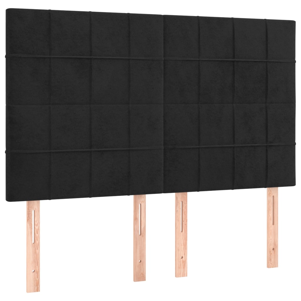 Box Spring Bed with Mattress&LED Black 153x203 cm Queen Size Velvet