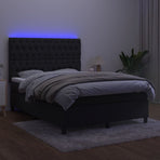 Box Spring Bed with Mattress&LED Black 152x203 cm Queen Velvet