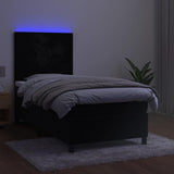 Box Spring Bed with Mattress&LED Black 106x203 cm King Single Size Velvet