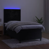 Box Spring Bed with Mattress&LED Black 106x203 cm King Single Size Velvet - Top-Down View