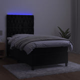 Box Spring Bed with Mattress&LED Black 106x203 cm King Single Size Velvet - Top-Down View