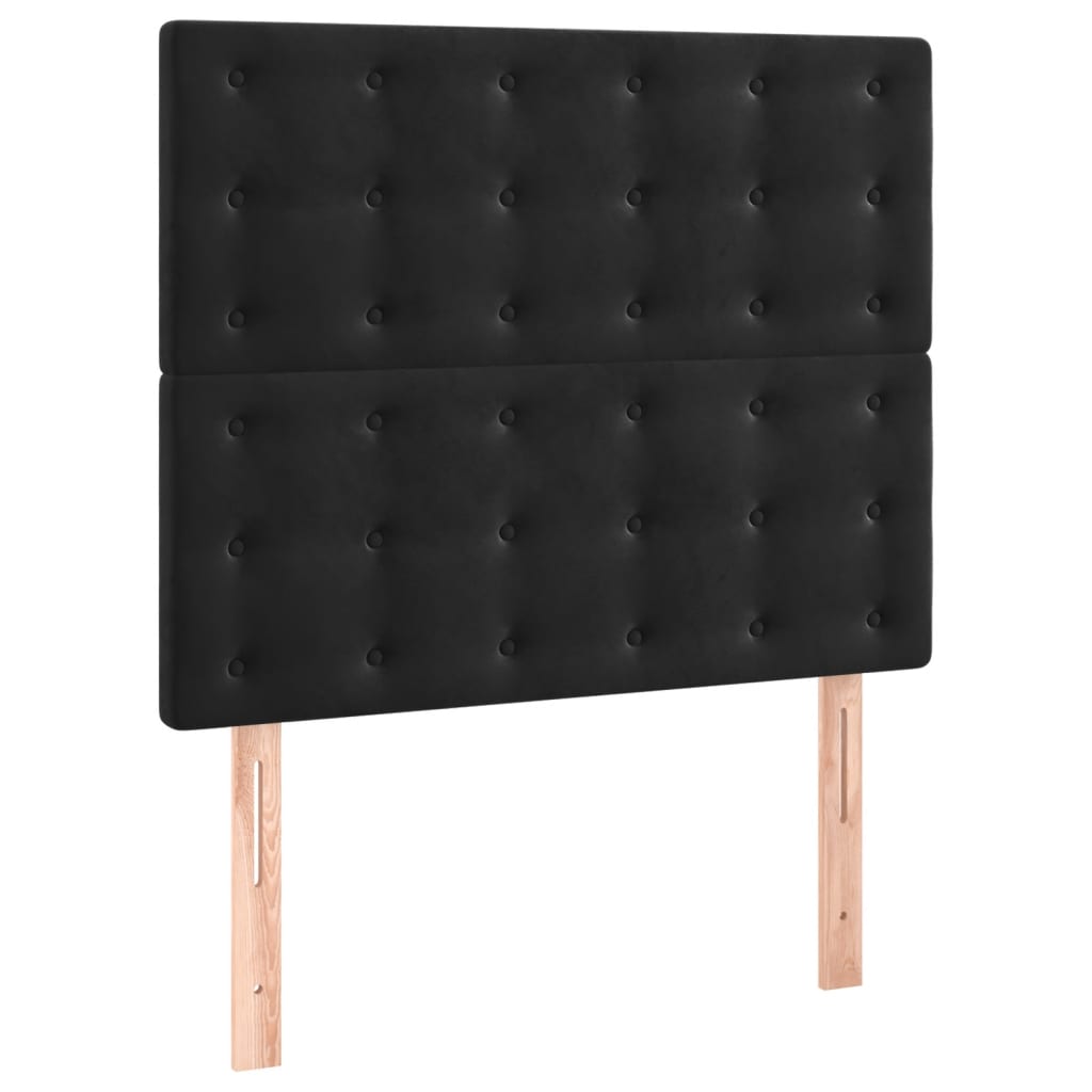 Box Spring Bed with Mattress&LED Black 106x203 cm King Single Size Velvet
