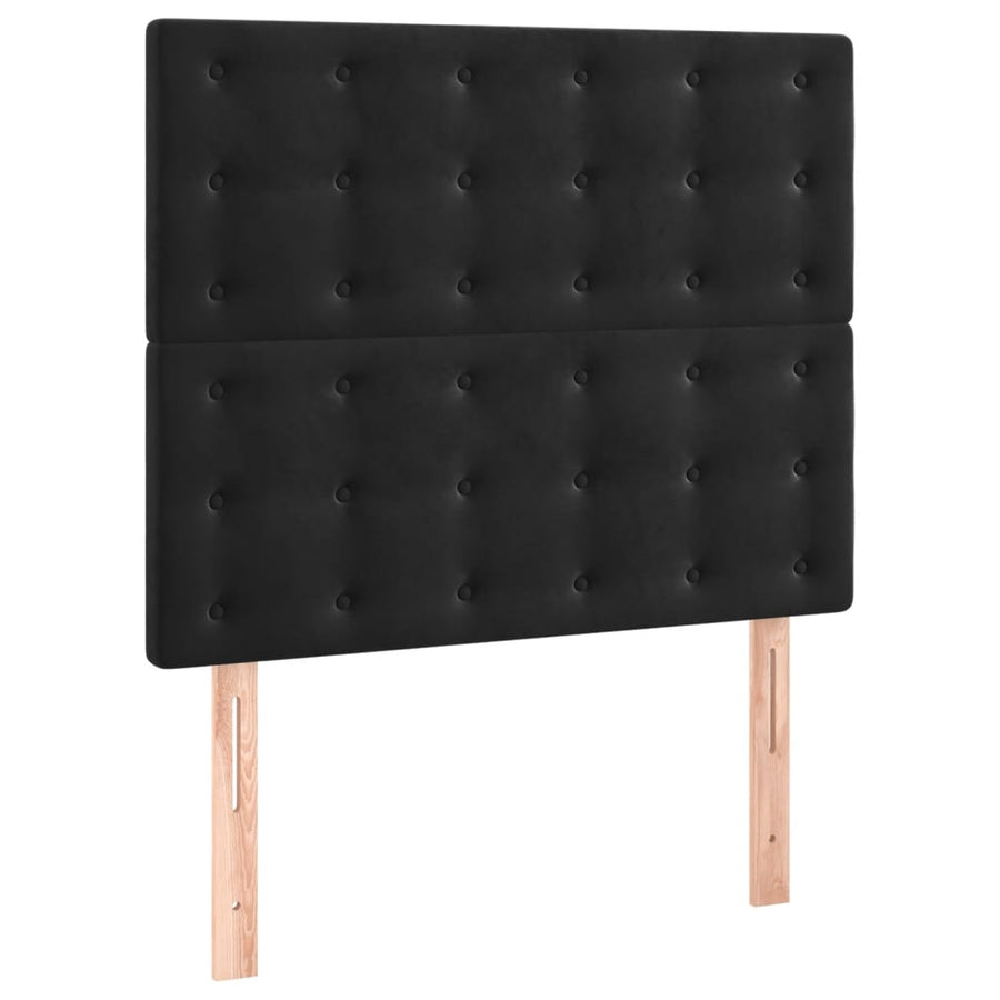 Box Spring Bed with Mattress&LED Black 107x203 cm King Single Size Velvet