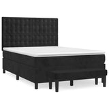 Box Spring Bed with Mattress Black 137x187 cm Double Size Velvet