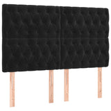 Box Spring Bed with Mattress Black 153x203 cm Queen Size Velvet - Close-Up Angle