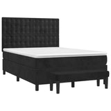 Box Spring Bed with Mattress Black 153x203 cm Queen Size Velvet - Front View