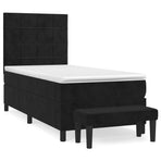 Box Spring Bed with Mattress Black 107x203 cm King Single Size Velvet