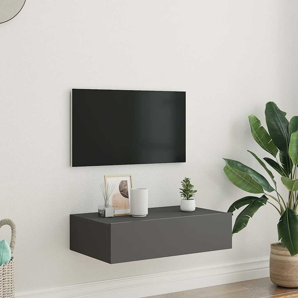 TV Cabinet with LED Lights Grey 60x35x15.5 cm