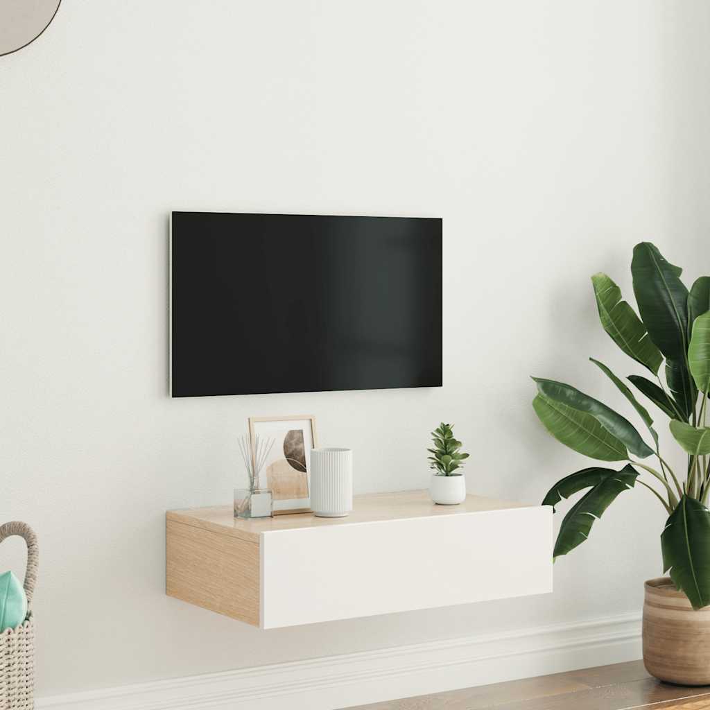 TV Cabinet with LED Lights White 60x35x15.5 cm