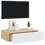 TV Cabinet with LED Lights White 60x35x15.5 cm - Rear View