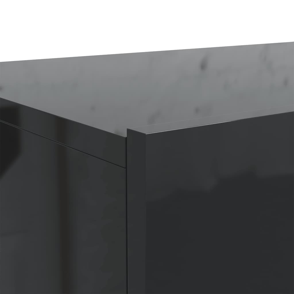 TV Cabinet with LED Lights Gloss Black 60x35x15.5 cm