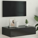 TV Cabinet with LED Lights Gloss Black 60x35x15.5 cm