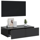 TV Cabinet with LED Lights Gloss Grey 60x35x15.5 cm - Rear View