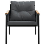 3 Piece Balcony Furniture Set with Cushions Black Steel