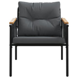 3 Piece Balcony Furniture Set with Cushions Black Steel - Rear View