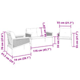 3 Piece Balcony Furniture Set with Cushions Black Steel - Low Angle