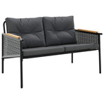5 Piece Balcony Furniture Set with Cushions Black Steel
