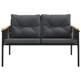 5 Piece Balcony Furniture Set with Cushions Black Steel