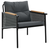 5 Piece Balcony Furniture Set with Cushions Black Steel - 45-Degree Angle