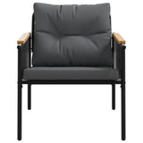 5 Piece Balcony Furniture Set with Cushions Black Steel - Rear View