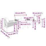 5 Piece Balcony Furniture Set with Cushions Black Steel