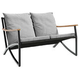 3 Piece Balcony Furniture Set with Cushions Black Steel