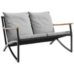 3 Piece Balcony Furniture Set with Cushions Black Steel