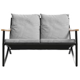 3 Piece Balcony Furniture Set with Cushions Black Steel