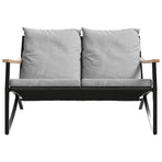 3 Piece Balcony Furniture Set with Cushions Black Steel
