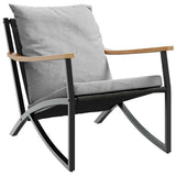3 Piece Balcony Furniture Set with Cushions Black Steel