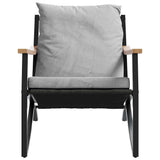 3 Piece Balcony Furniture Set with Cushions Black Steel