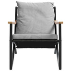 3 Piece Balcony Furniture Set with Cushions Black Steel