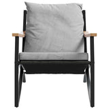 3 Piece Balcony Furniture Set with Cushions Black Steel - Rear View