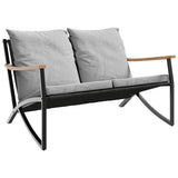 5 Piece Balcony Furniture Set with Cushions Black Steel - Top-Down View