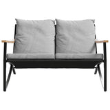 5 Piece Balcony Furniture Set with Cushions Black Steel - 45-Degree Angle