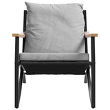 5 Piece Balcony Furniture Set with Cushions Black Steel - Close-Up Angle