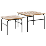 5 Piece Balcony Furniture Set with Cushions Black Steel