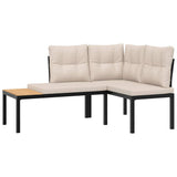 Garden Bench Set with Cushions 4 pcs Black Powder-coated Steel - Top-Down View