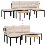 Garden Bench Set with Cushions 4 pcs Black Powder-coated Steel - Close-Up Angle