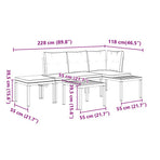 Garden Bench Set with Cushions 4 pcs Black Powder-coated Steel