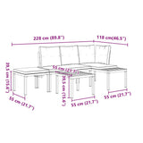 Garden Bench Set with Cushions 4 pcs Black Powder-coated Steel - Side View